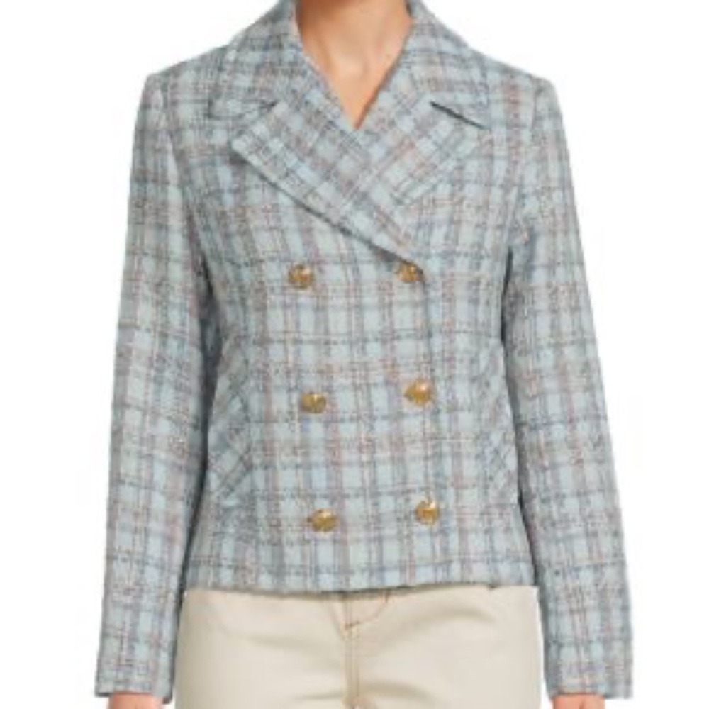 NWT DOLCE CABO TWEED BLUE BLAZER, SIZE XS